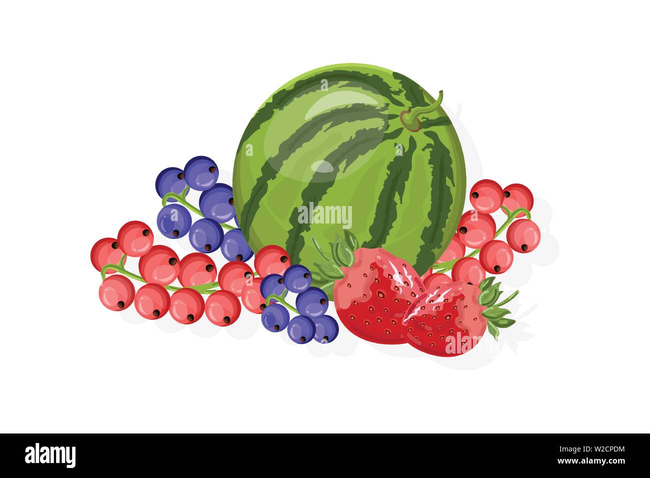 Frische früchte Vektor Banner. Wassermelonen, Bananen, Ananas und Berry Stock Vektor