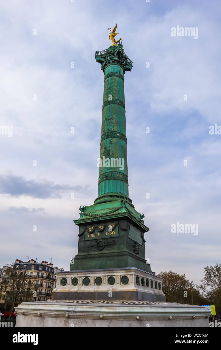 Paris/Frankreich - April 06, 2019: Der Juli Spalte (Colonne de Juillet) in der Mitte des Place de la Bastille in Paris. Stockfoto