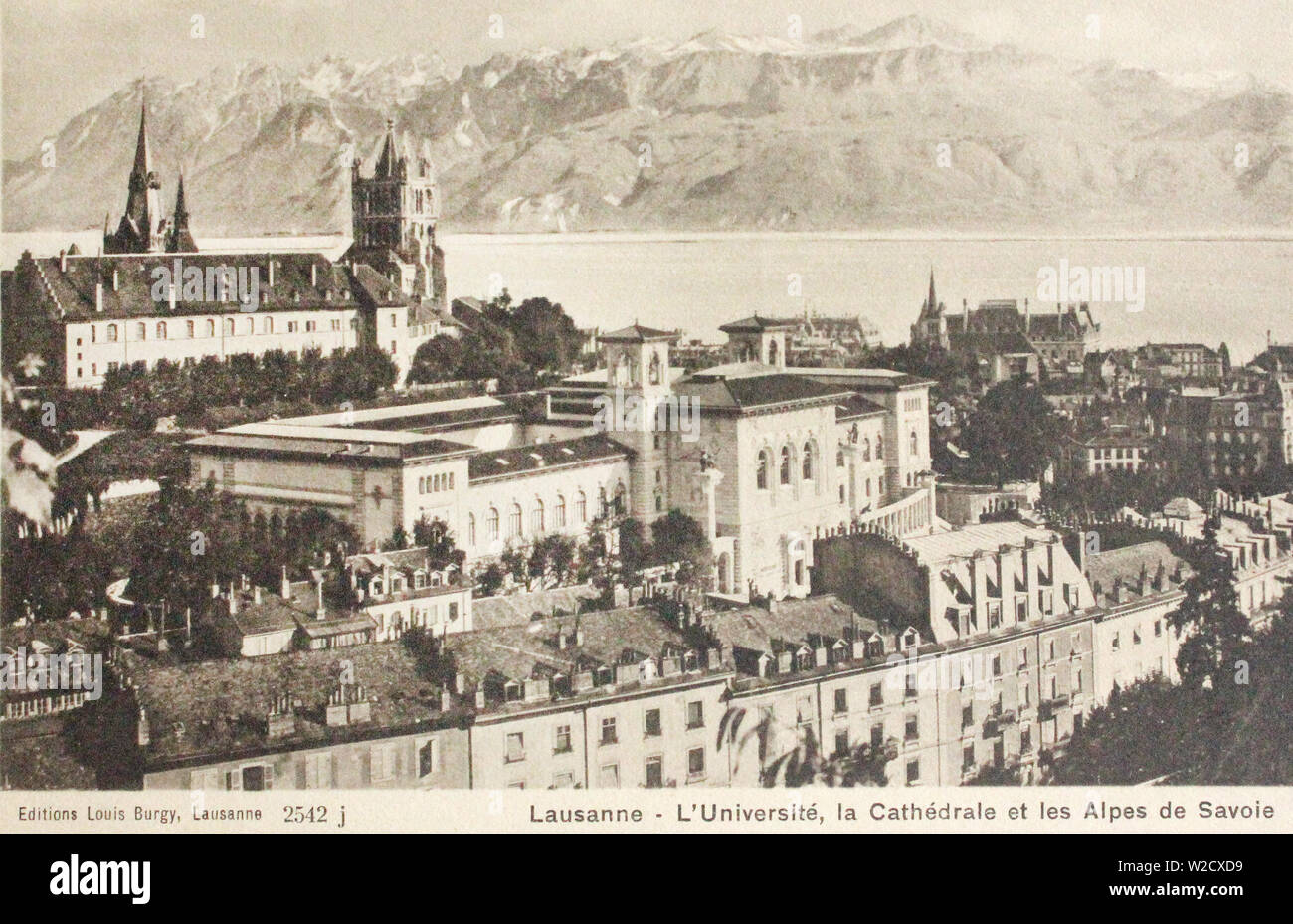 Die Schweiz. Lausanne. Universität. Kathedrale und Alpine Savoie. Zu Beginn des 20. Jahrhunderts. Stockfoto