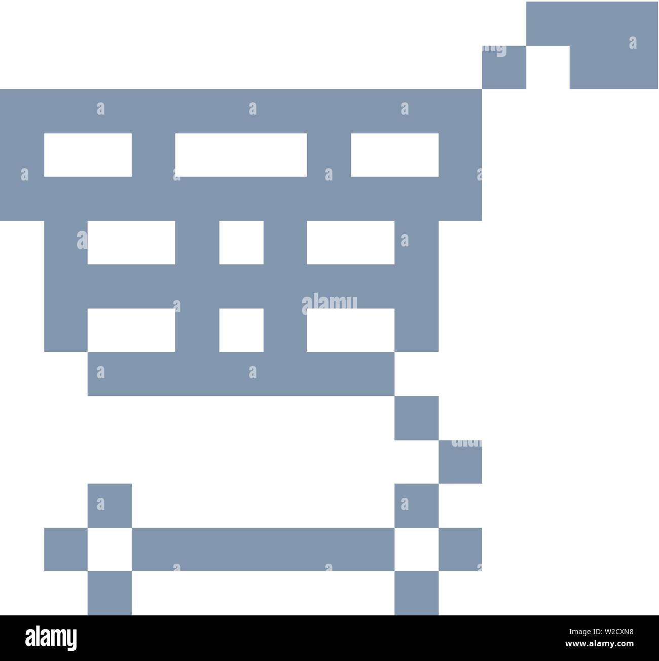 Warenkorb Trolley Pixel 8 Bit Game Art Symbol Stock Vektor
