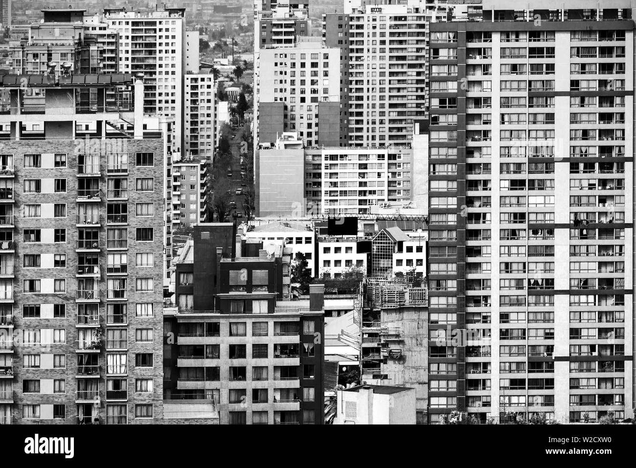 Abstrakte Sicht der Gebäude in der Stadt von Santiago, Chile Stockfoto