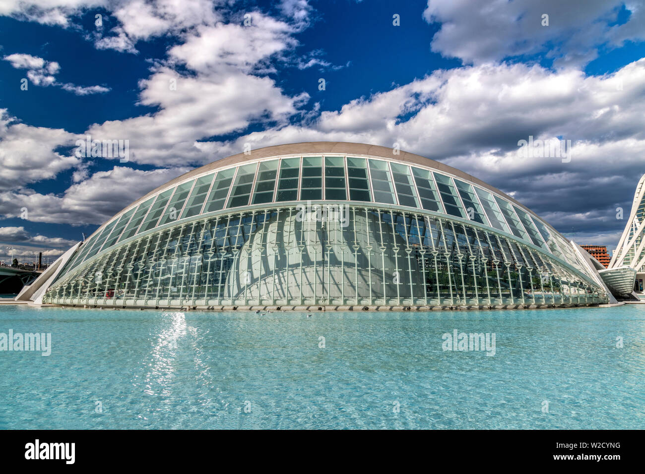 L'Hemisferic Planetarium, die Stadt der Künste und Wissenschaften oder Ciudad de las Artes y las Ciencias, Valencia, Comunidad Valenciana, Spanien Stockfoto