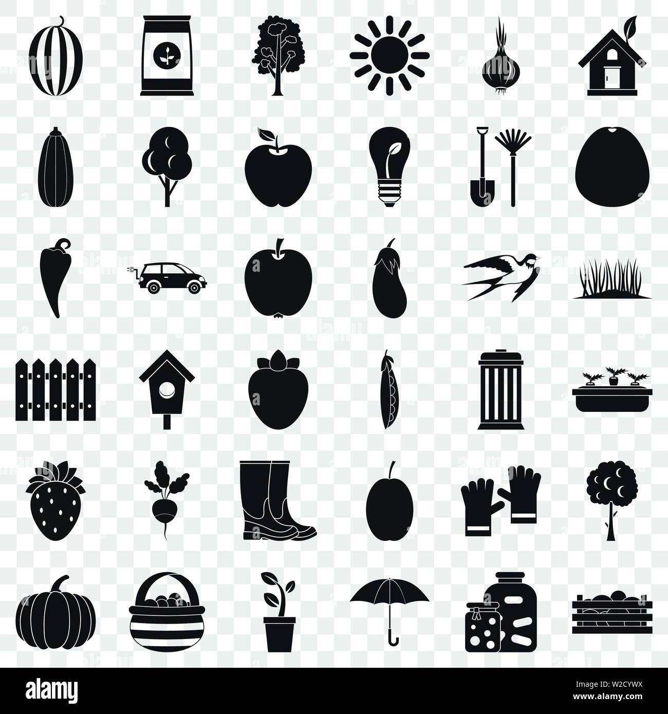 Garten Icons Set, einfachen Stil Stock Vektor