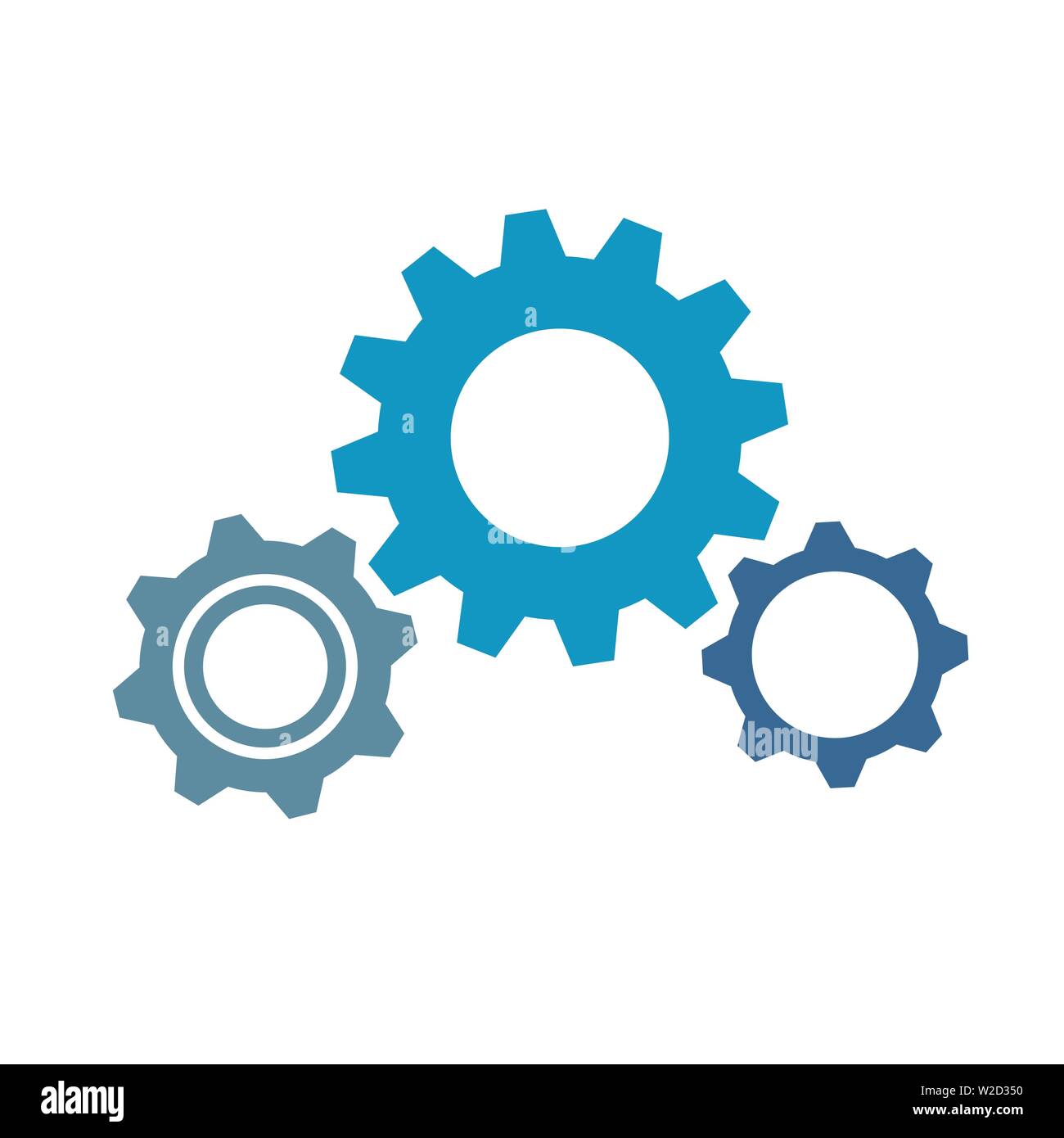 Drei blaue Gänge business Symbol Teamarbeit Vektor-illustration EPS 10. Stock Vektor