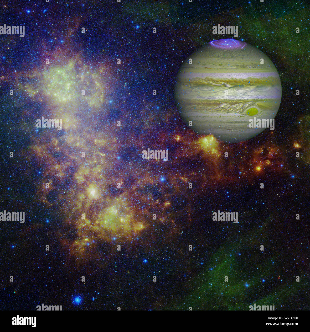 Planet Jupiter in der bunten sternklaren Universum. Elemente dieses Bild von der NASA eingerichtet. Stockfoto