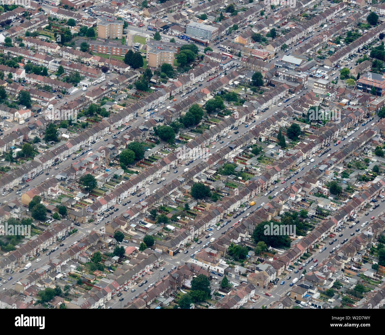 Overhead Ansicht des Gehäuses, East London, Großbritannien Stockfoto