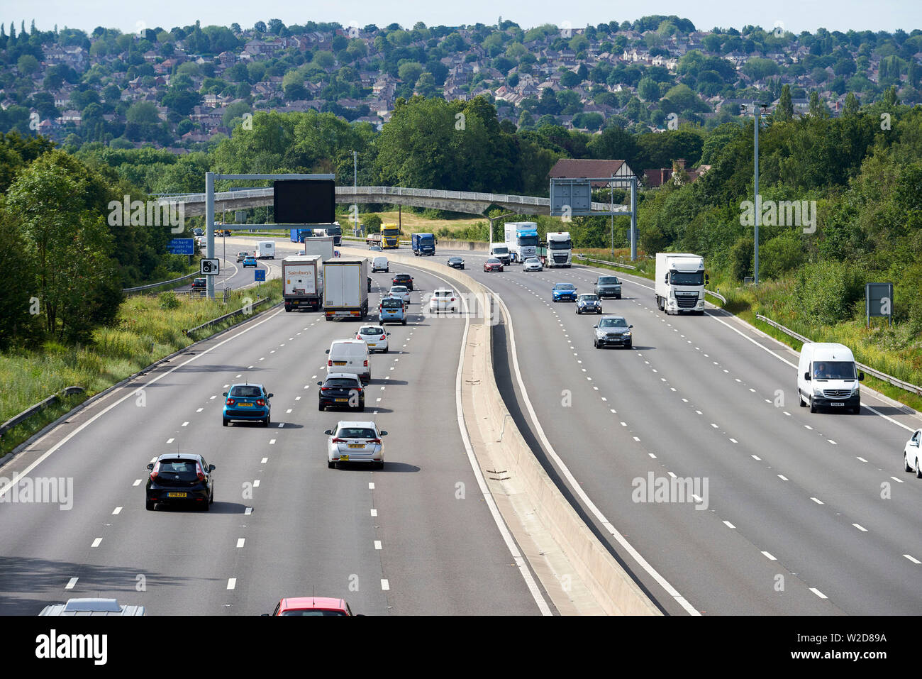 Von der Autobahn M1 zwischen Rotherham & Sheffield, South Yorkshire, Nordengland, Großbritannien Stockfoto