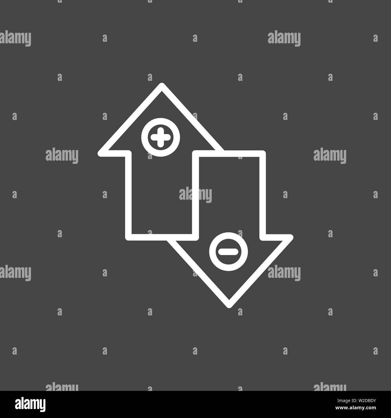 Positive und Negative, True oder False Bilder oder Plus und Minus Stock Vektor