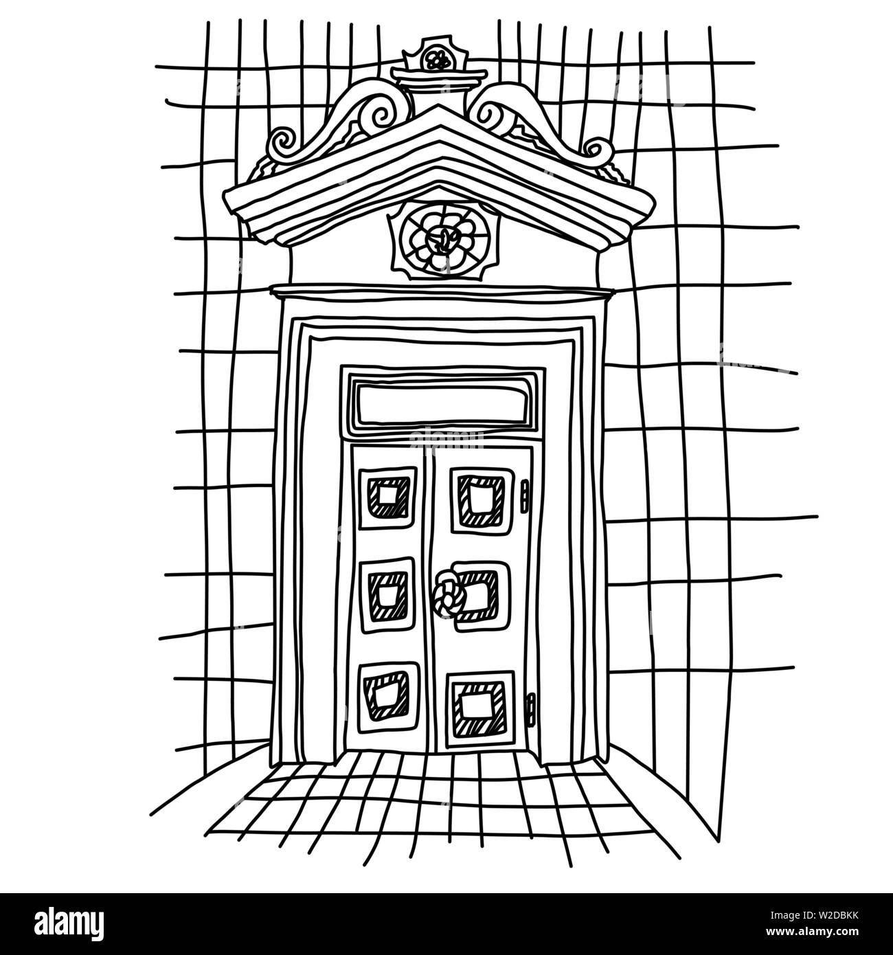 Alte Tor. Vintage Tür Skizze. Vector Illustration. Stock Vektor
