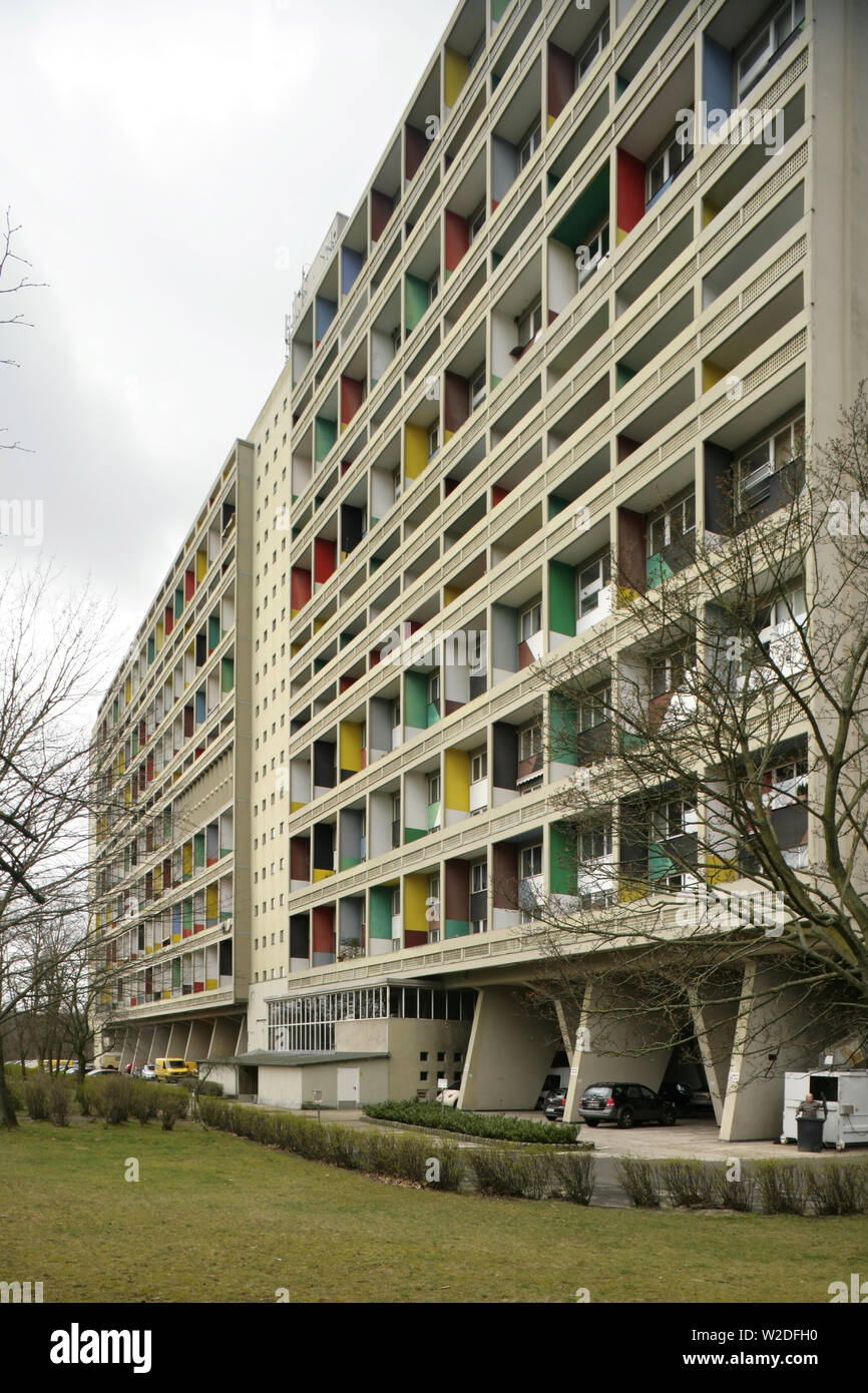 Der Le Corbusier Unite d'Habitation Gebäude (1958), Berlin, Deutschland. Stockfoto