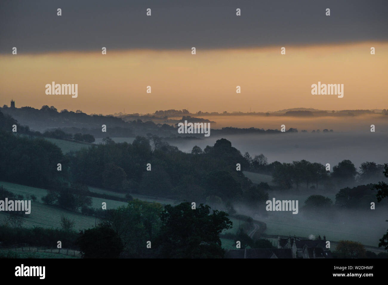Dawn Landschaft Somerset Stockfoto