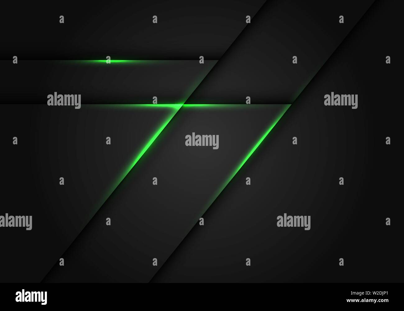 Abstrakte grünes Licht Linie auf Dunkelgrau geometrischen Design moderne futuristischen Hintergrund Vector Illustration. Stock Vektor