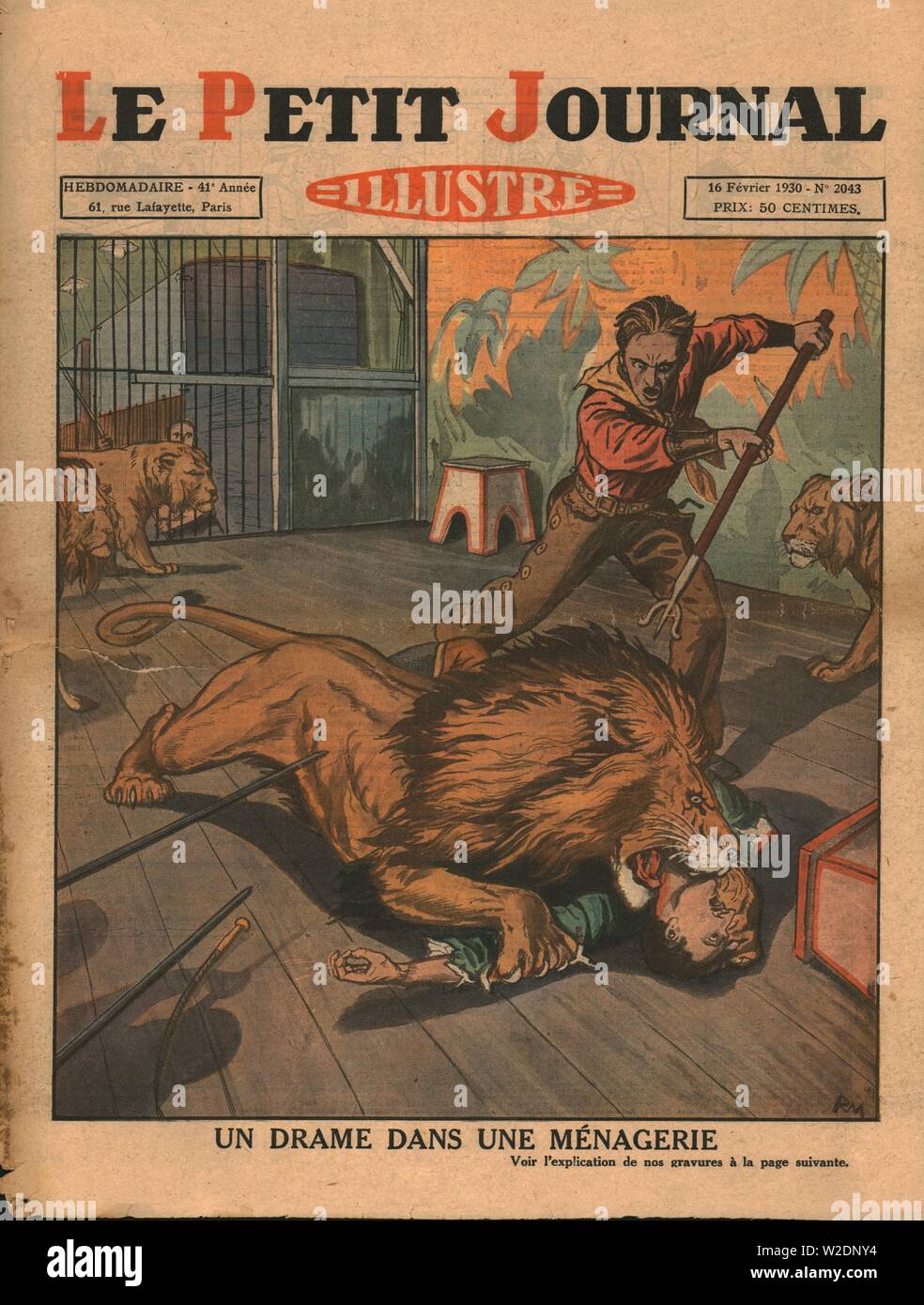 Drama in einer Menagerie, 1930. Schöpfer: Unbekannt. Stockfoto