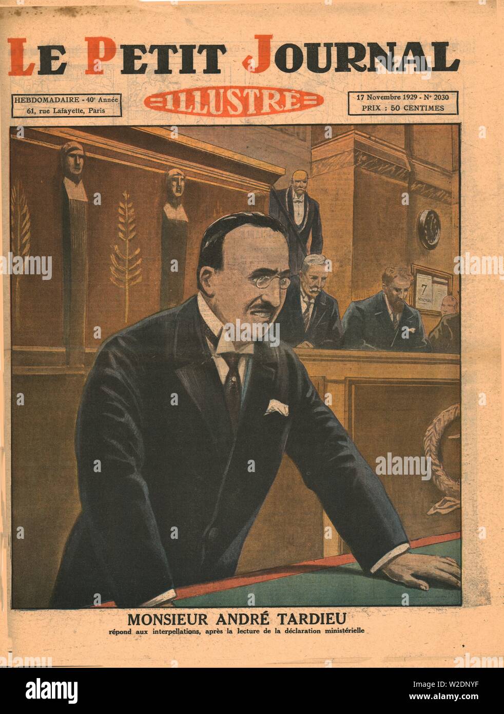 André Tardieu Antworten auf die Fragen, 1929. Schöpfer: Unbekannt. Stockfoto