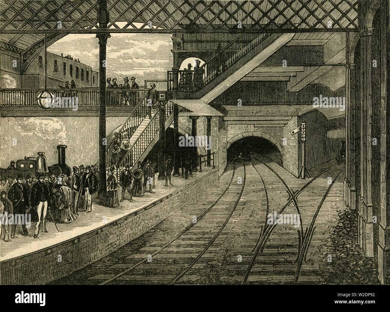 "King's Cross U-Bahnstation in 1868', (c 1876). Schöpfer: Unbekannt. Stockfoto
