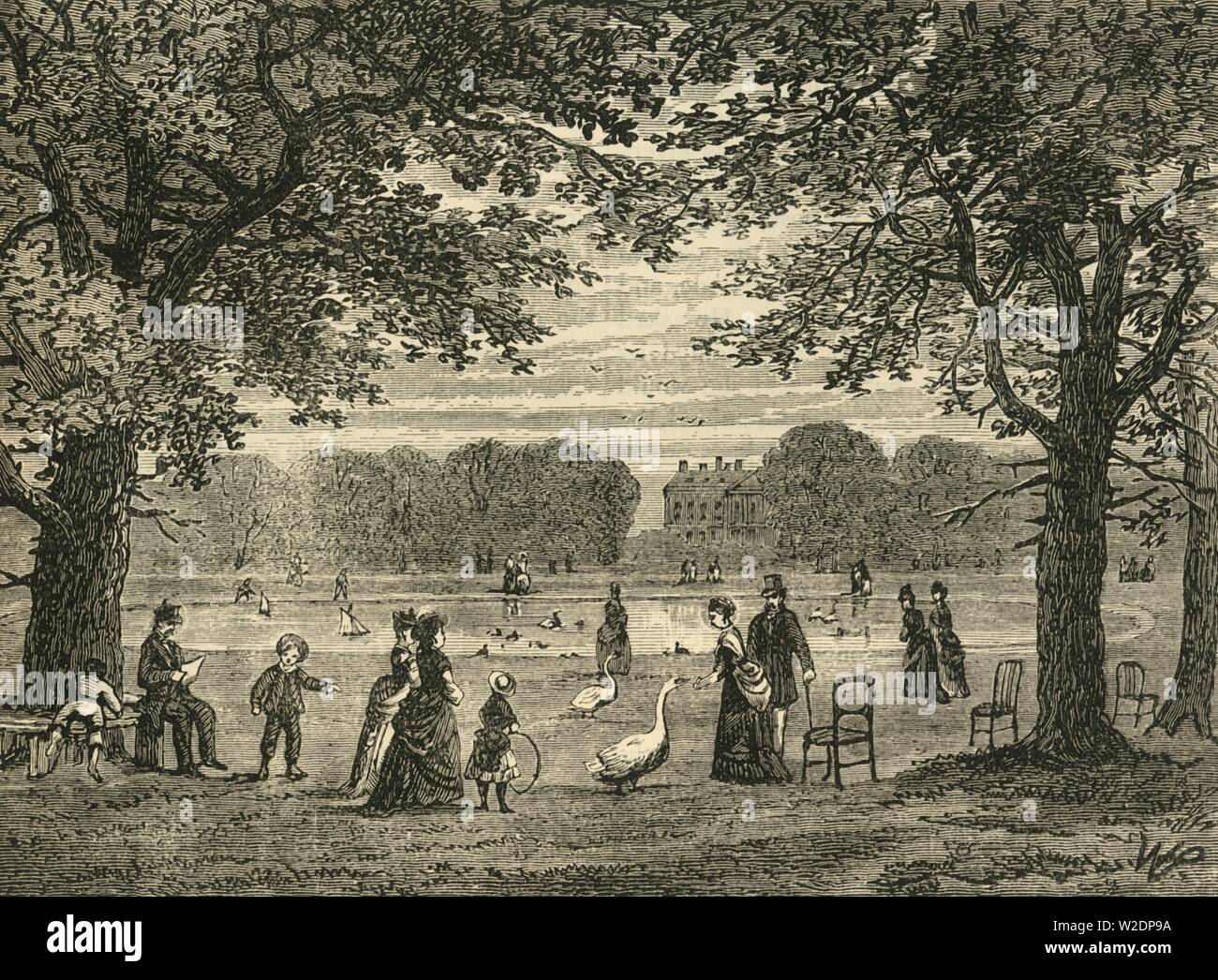 "Die runden Teich, Kensington Gardens', c 1876. Schöpfer: Unbekannt. Stockfoto