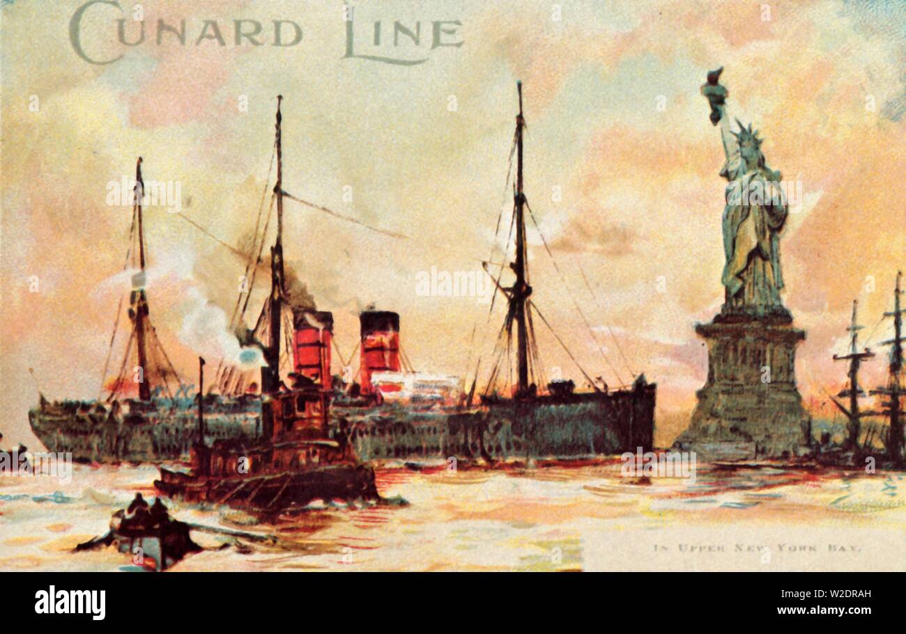 "Cunard Line-in Upper New York Bay', c 1900. Schöpfer: Unbekannt. Stockfoto
