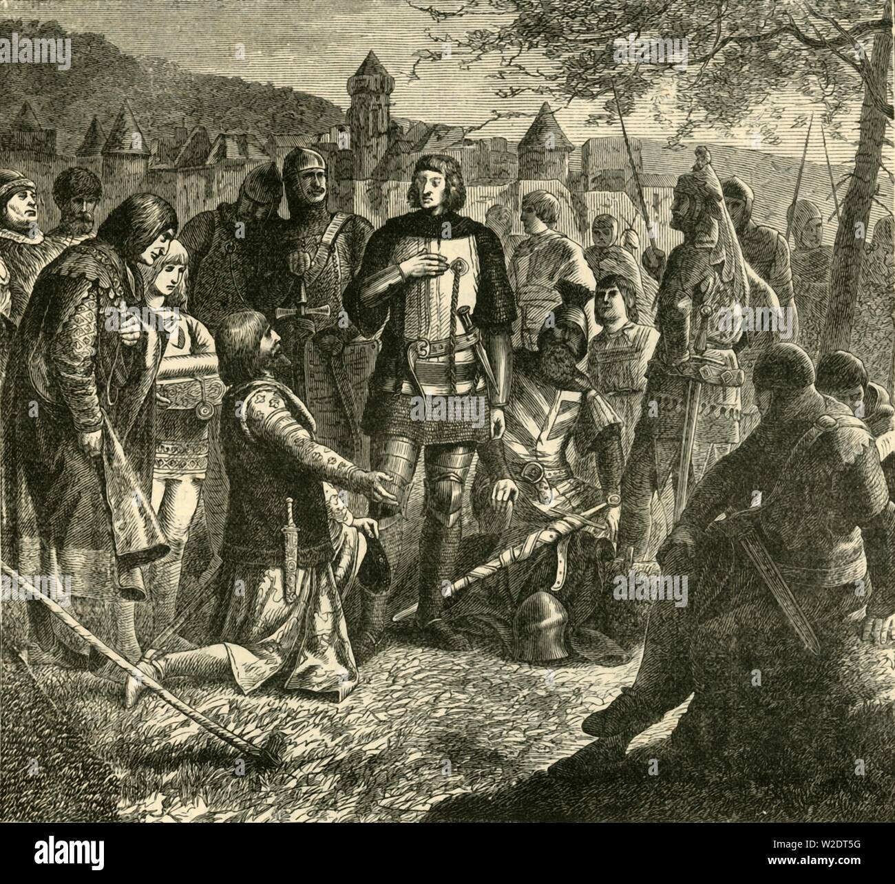 "Felsen von Habsburg, die Nachricht von seiner Wahl zum König von Deutschland (1273)", 1890. Schöpfer: Unbekannt. Stockfoto