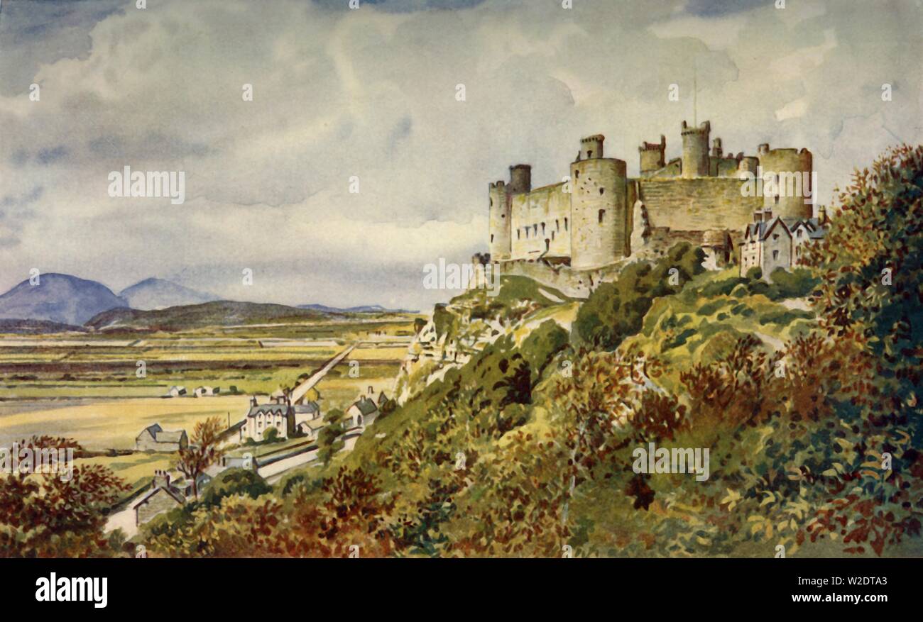 "Historische Harlech Castle, berühmt in Waliser Song', c 1948. Schöpfer: Unbekannt. Stockfoto