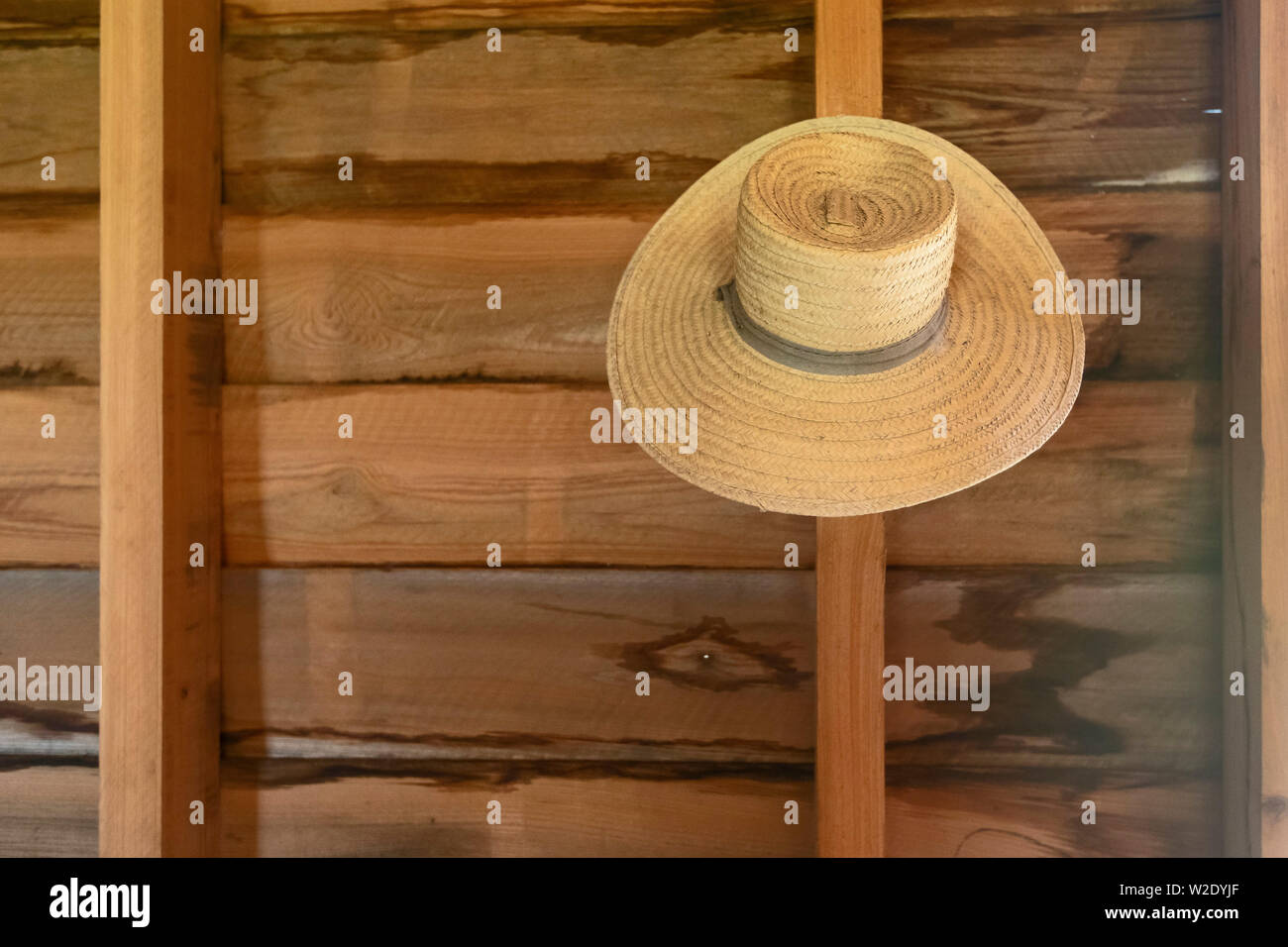 Thibodaux, Louisiana - ein Hut auf der Wand in der Küche des E.D. Weißen historischen Ort. Stockfoto