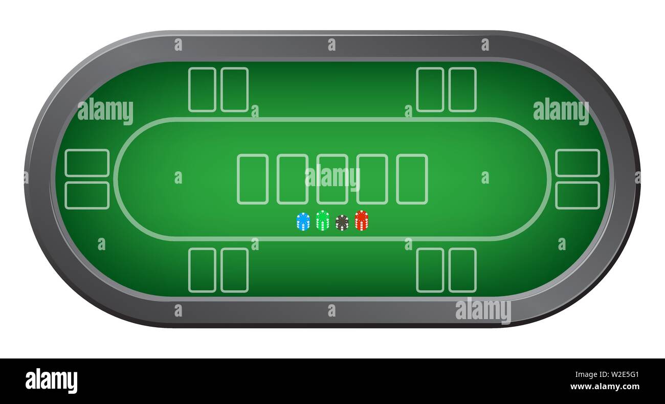 Grün Pokertisch mit bunten casino chips Top View Stock Vektor