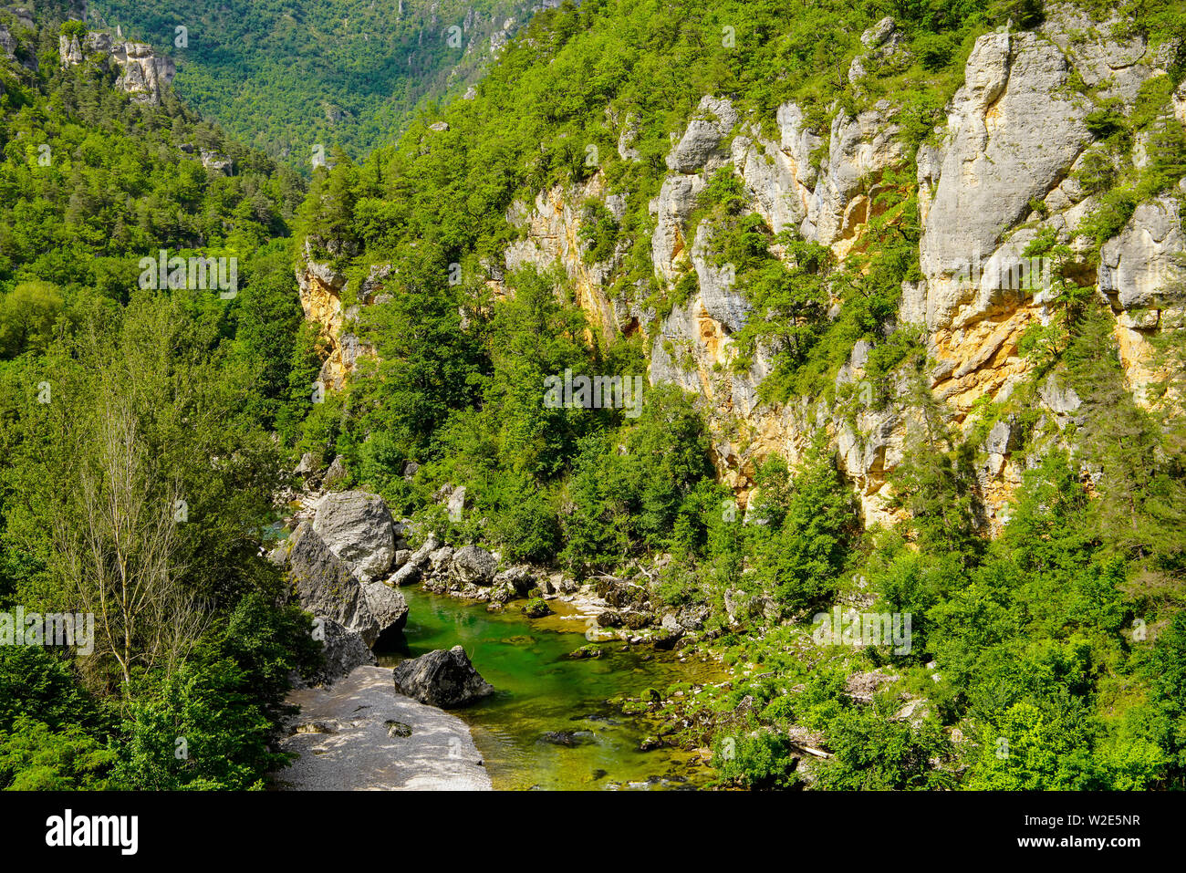 Gorges du Tarn, von Sabliere villege, Gemeinde Gorges du Tarn, Departement Lozère, Royal, Frankreich. Stockfoto