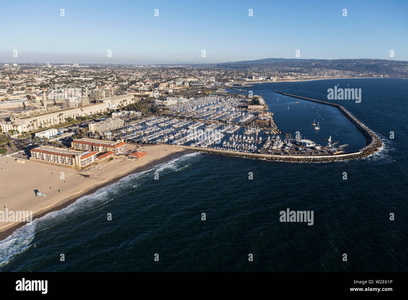 Luftaufnahme von Redondo Beach in der Nähe von Los Angeles in Südkalifornien. Stockfoto
