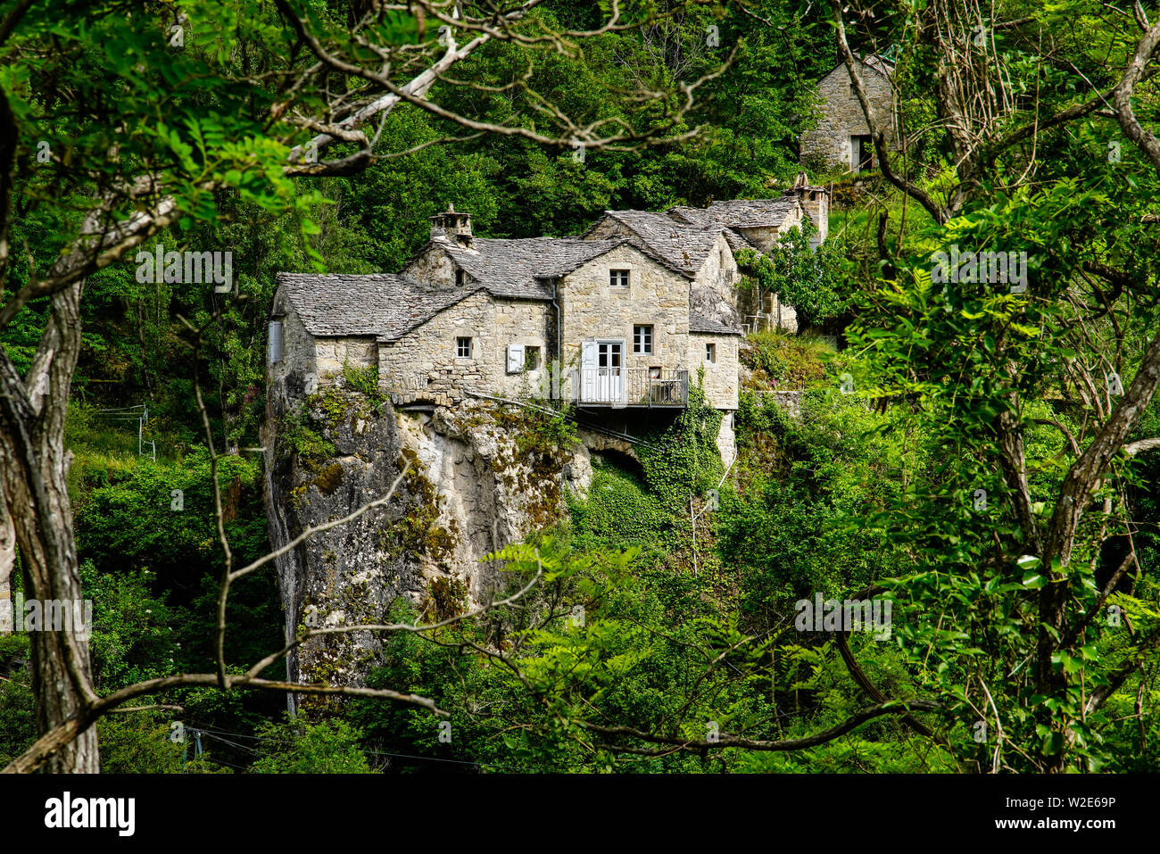 La Sabliere Dorf, Gemeinde Gorges du Tarn, Departement Lozère, Royal, Frankreich. Stockfoto