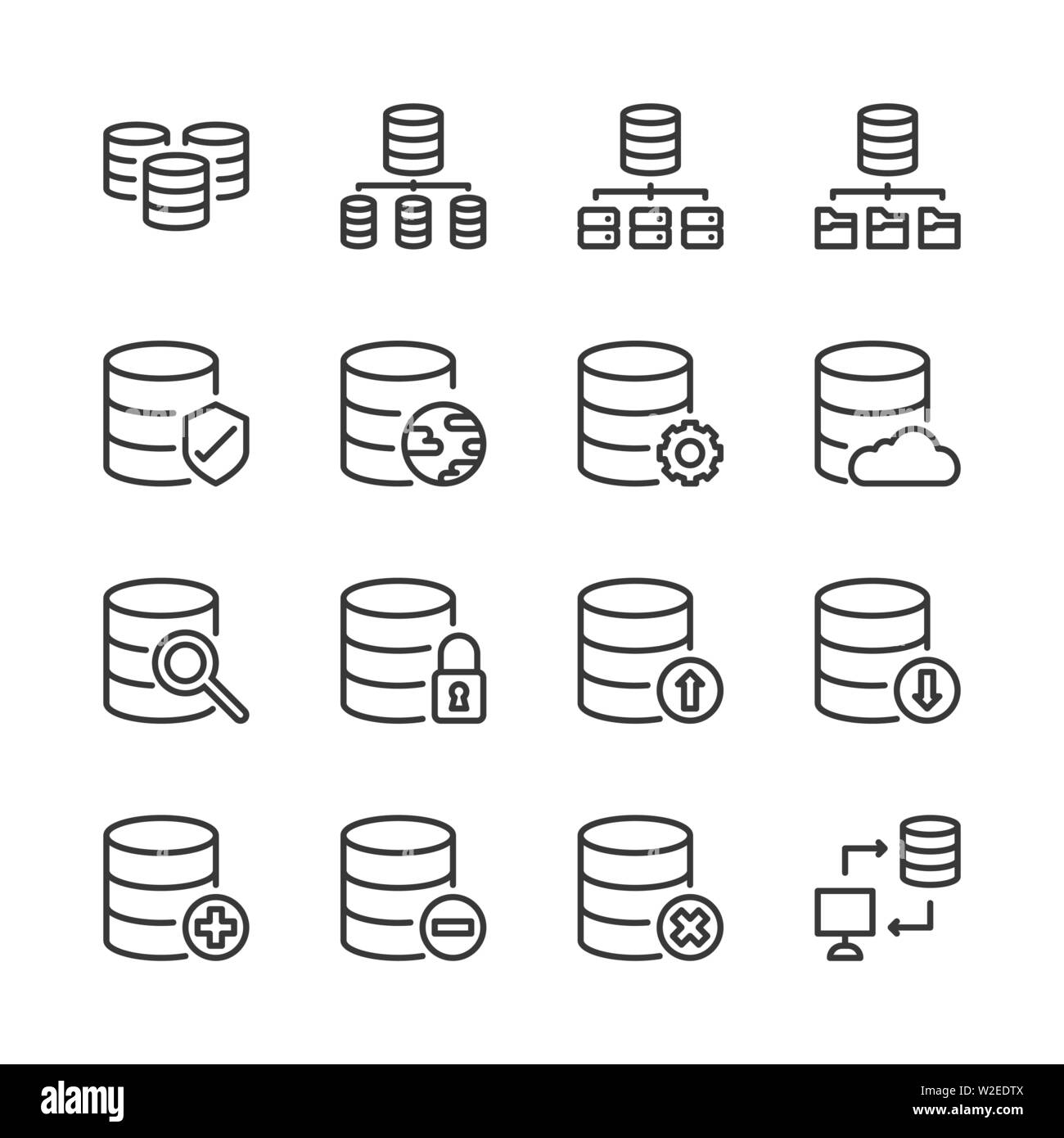 Datenbank system Icon Set. Vector Illustration Stock Vektor