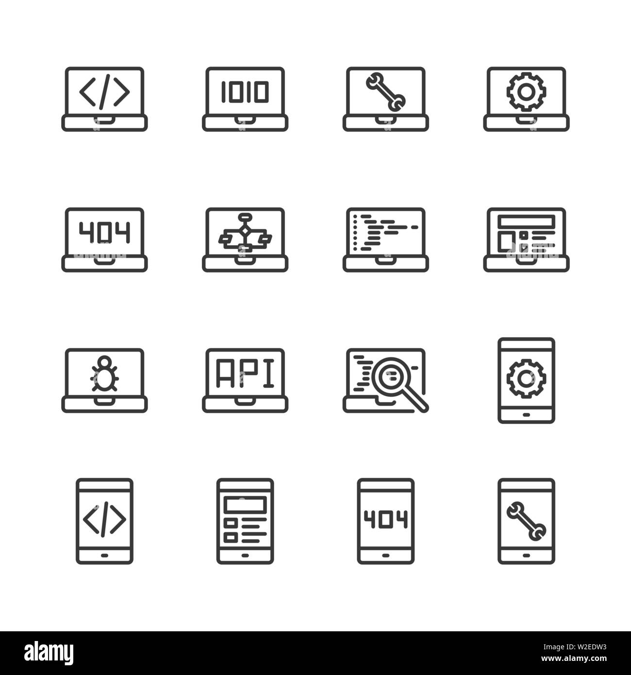 Programmierung und Coding Icon Set. Vector Illustration Stock Vektor