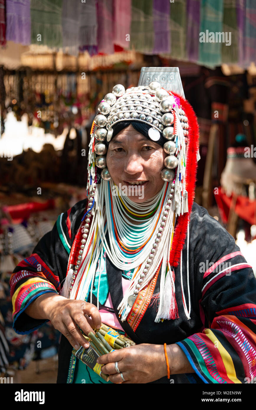 Lange Hals Leute, Thailand Stockfoto