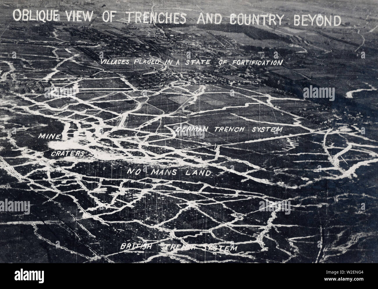 Signal Corps Luftbild zeigt WW ICH Graben system Ca. 1917-1918 Stockfoto