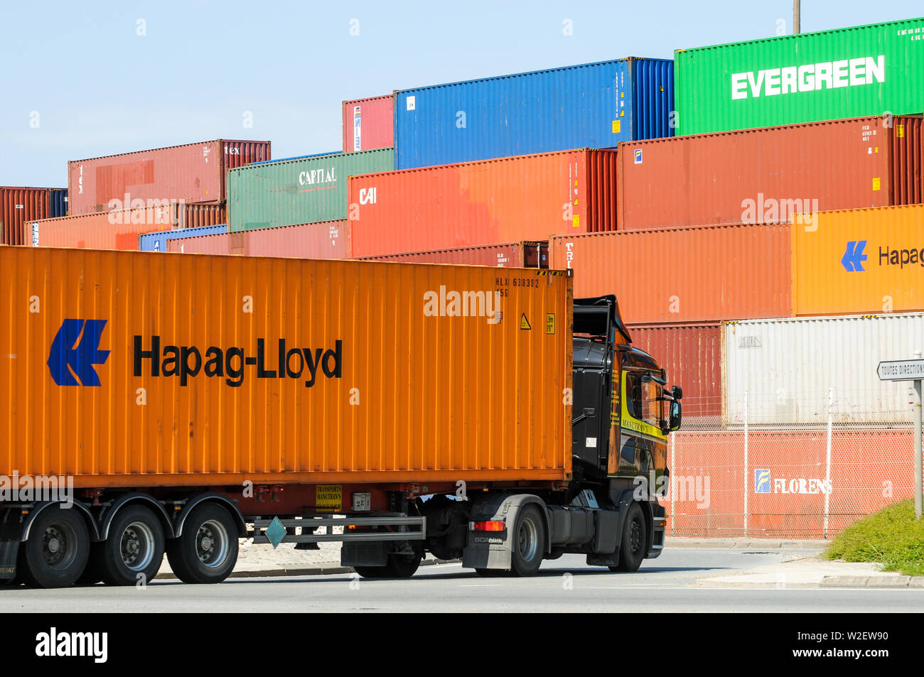 Transportbehälter, Industriehafen, Le Havre, Seine-Maritime, Normandie, Frankreich Stockfoto