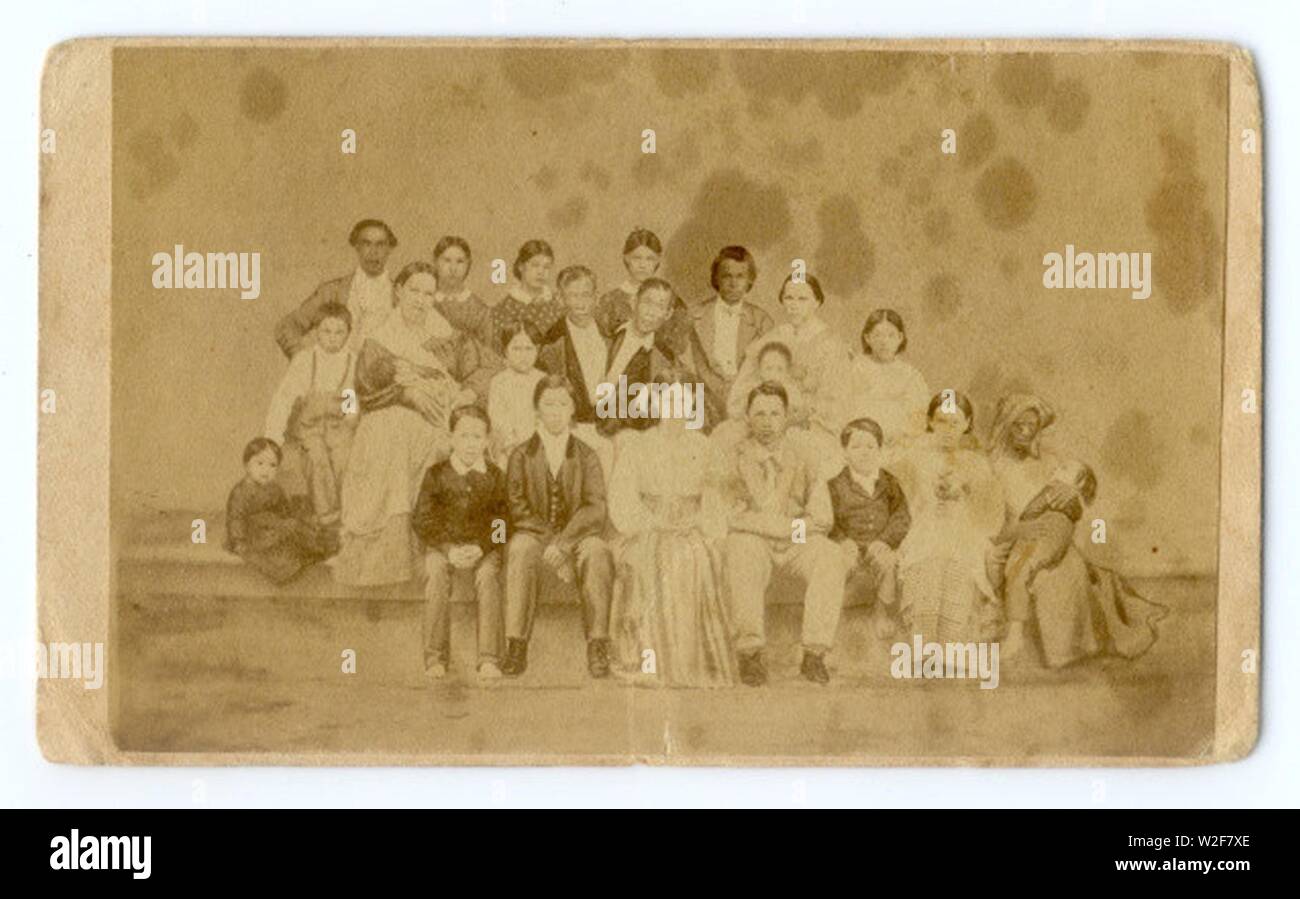 Chang und Eng Bunker mit 18 Kinder und Slave. Stockfoto