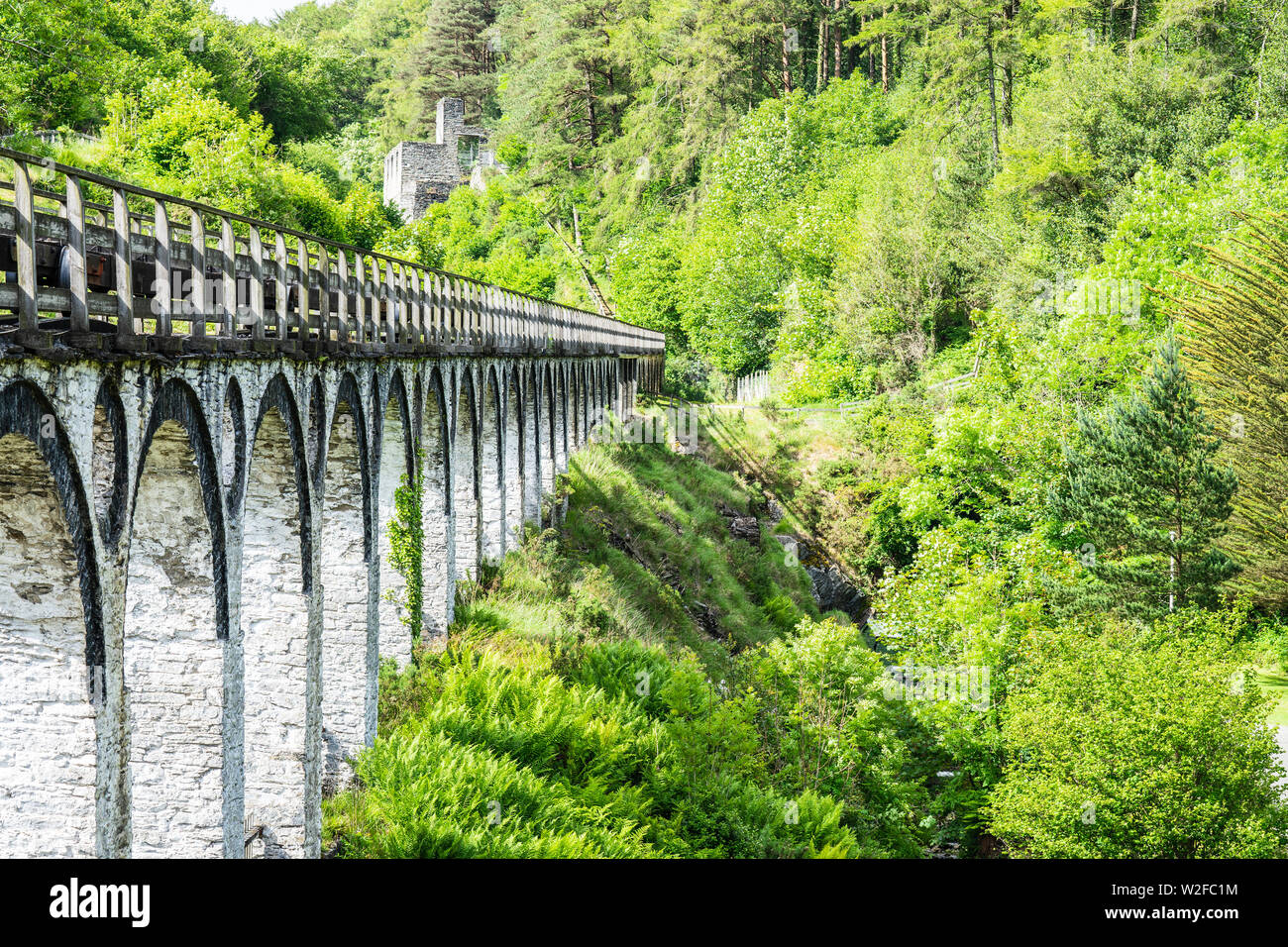 Die Laxey Wheel Stange Viadukt. Stockfoto