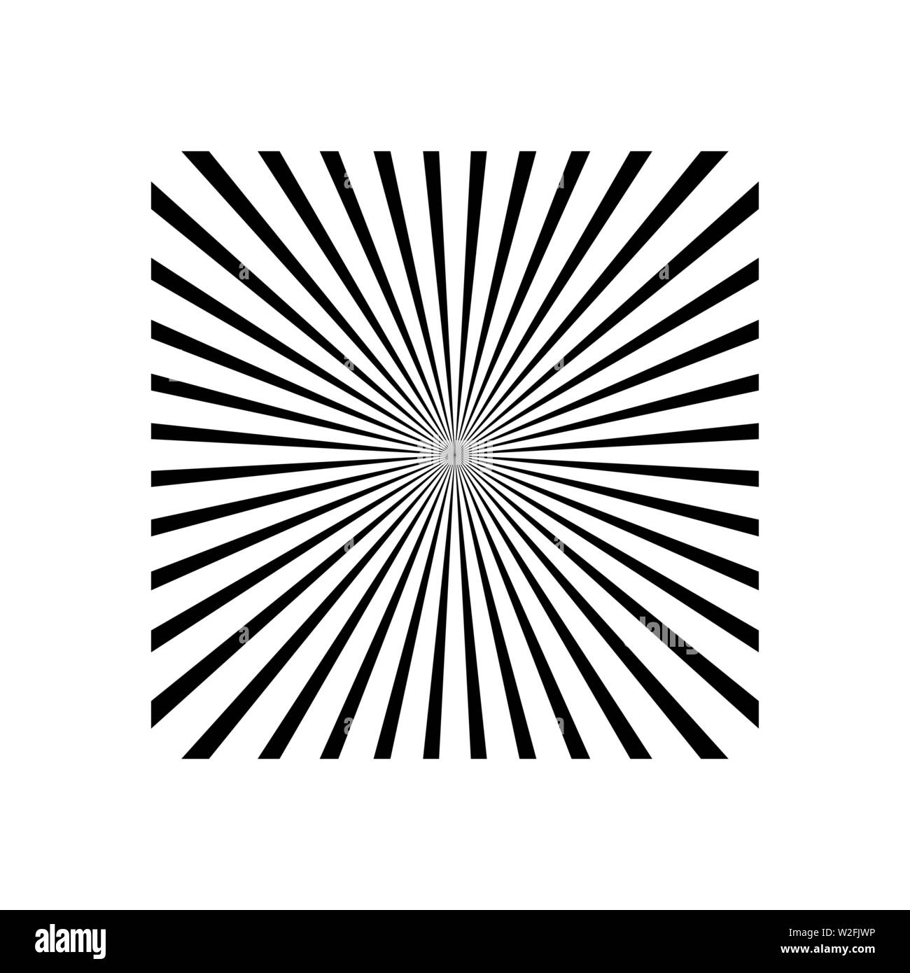 Schwarze und weiße radiale Linien optische Illusion Vektorgrafik Stock Vektor