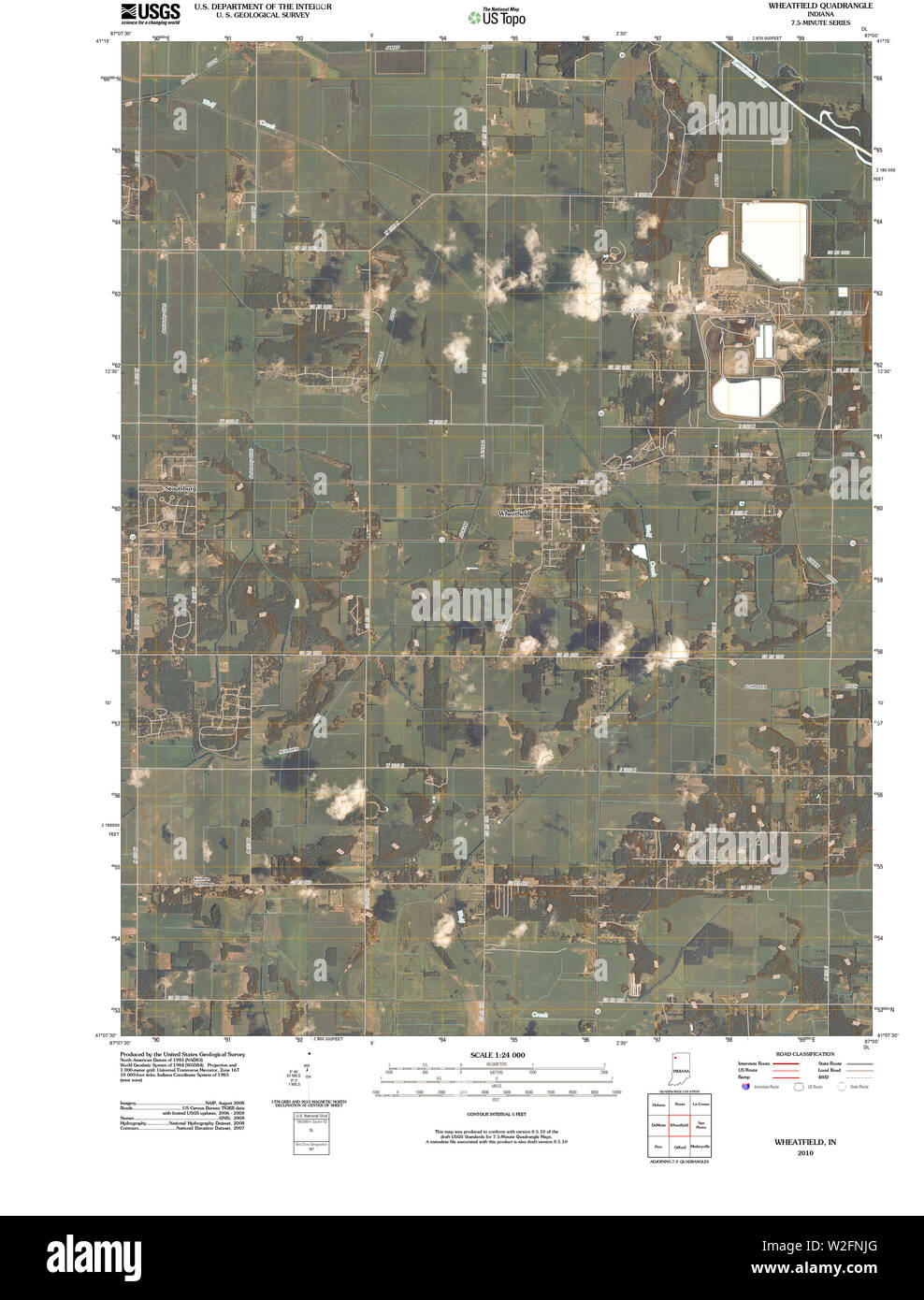 USGS TOPO Karte Indiana in Wheatfield 20100512 TM Wiederherstellung Stockfoto