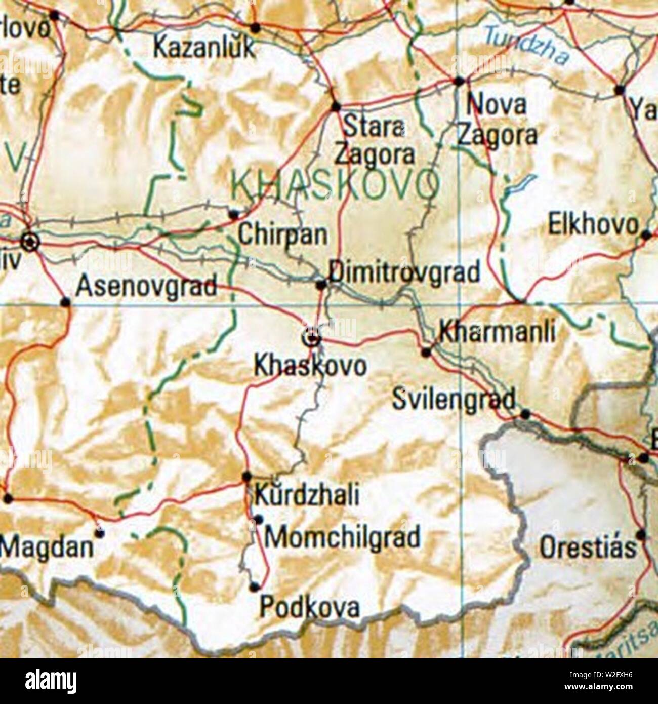 Chaskowo Bulgarien 1994 CIA-Karte. Stockfoto