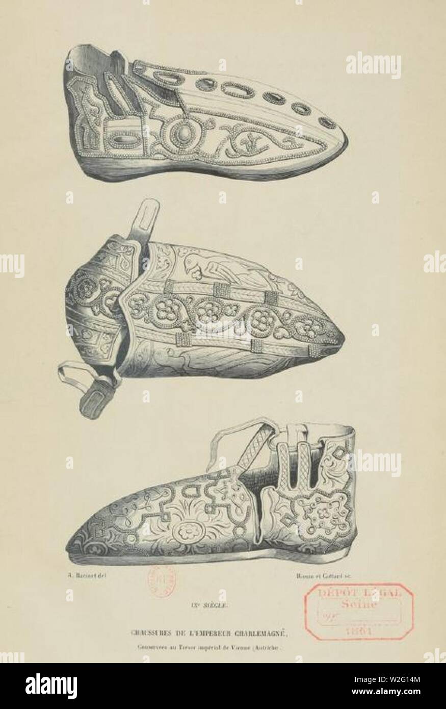 Chaussures de l'Empereur Charlemagne. Stockfoto