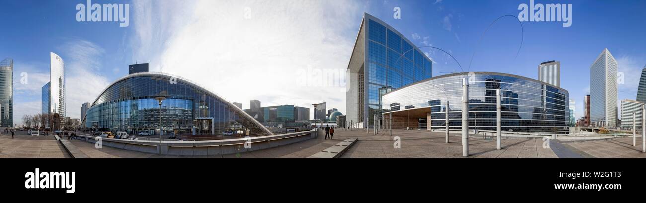 CNIT Congress Center und der Grande Arche mit modernen Bürotürmen, La Defense, Nanterre, Paris, Hauts de Seine, Frankreich Stockfoto