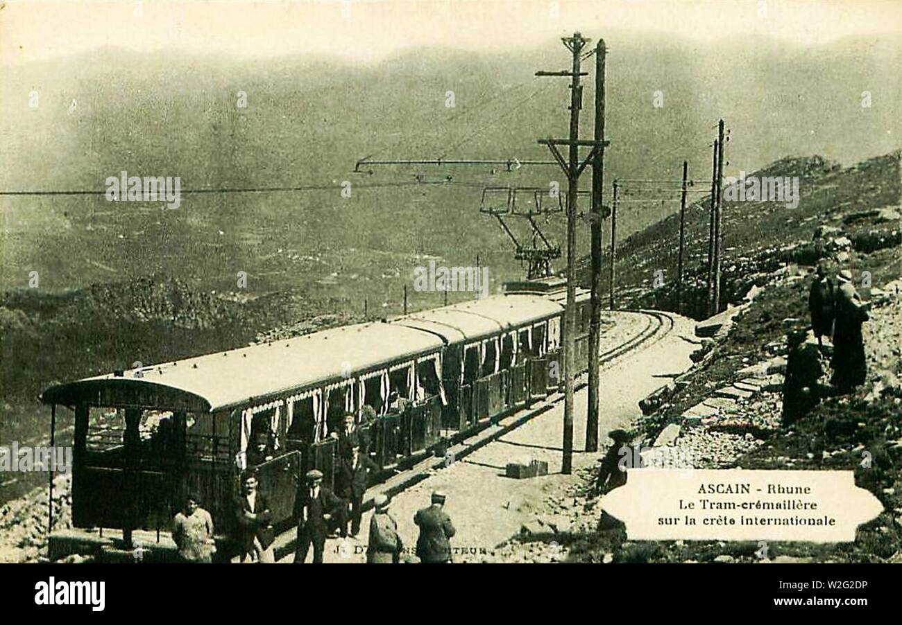 Chemin de fer de la Rhune Zug crémaillère. Stockfoto