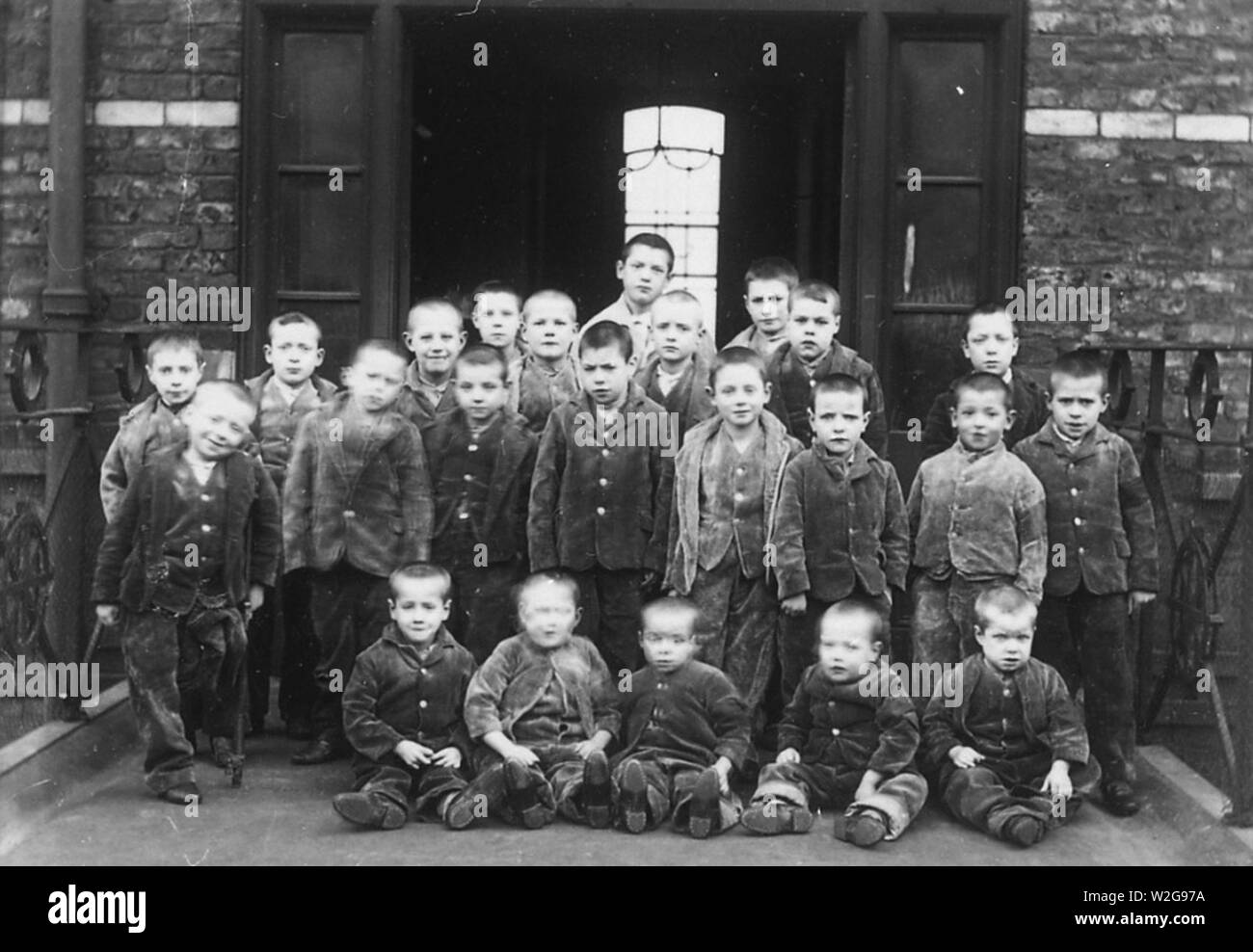 Kinder an der Crumpsall workhouse circa 1895. Stockfoto