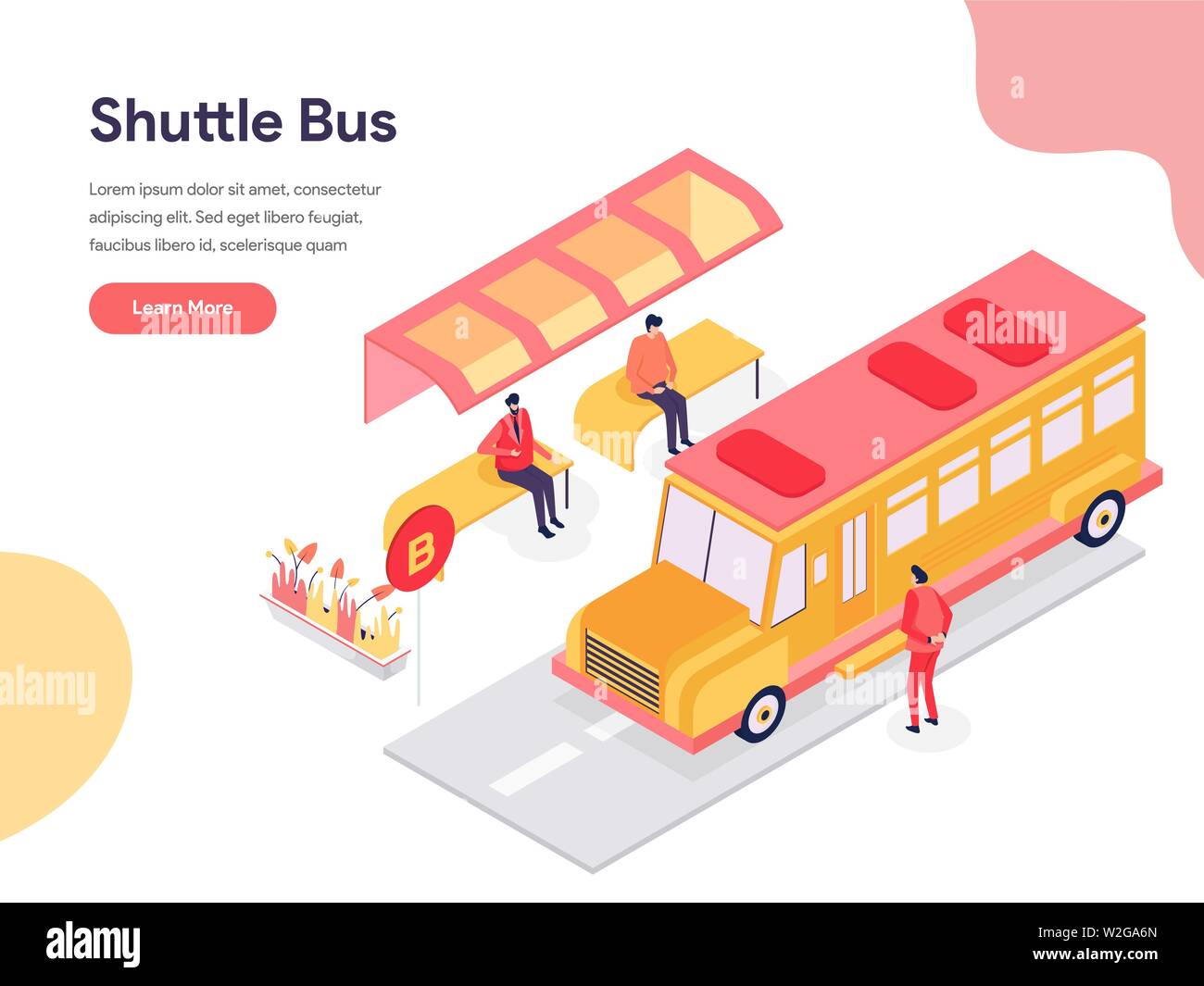 Shuttle Bus Abbildung Konzept. Isometrische Design Konzept der Webseite Design für die Website und mobile Website. Vector Illustration Stock Vektor