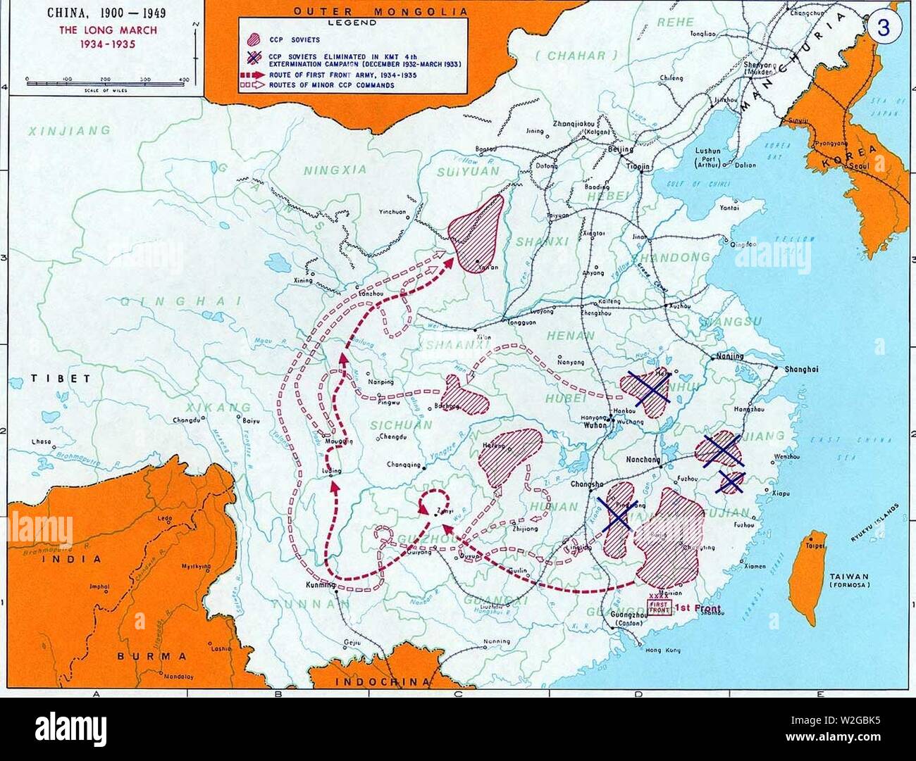 Chinesischen Bürgerkrieg Karte 03. Stockfoto