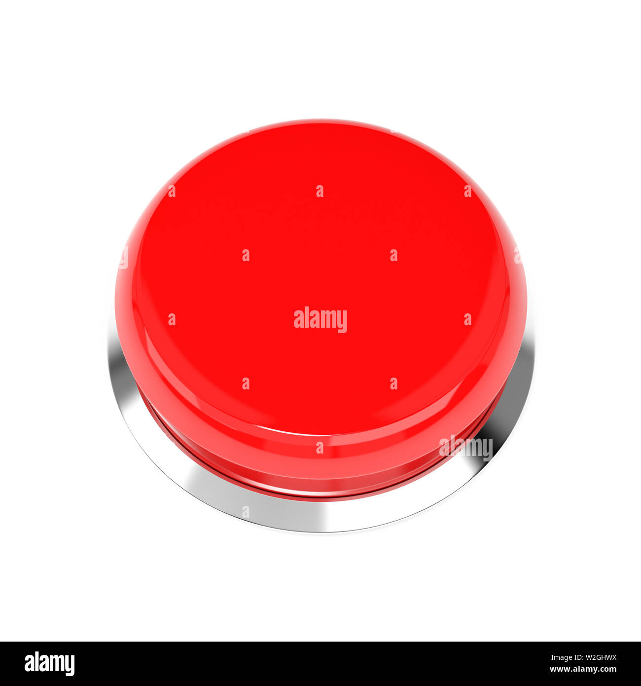 Rote Taste drücken. Alarmsignal. 3D Rendering Illustration isoliert Stockfoto