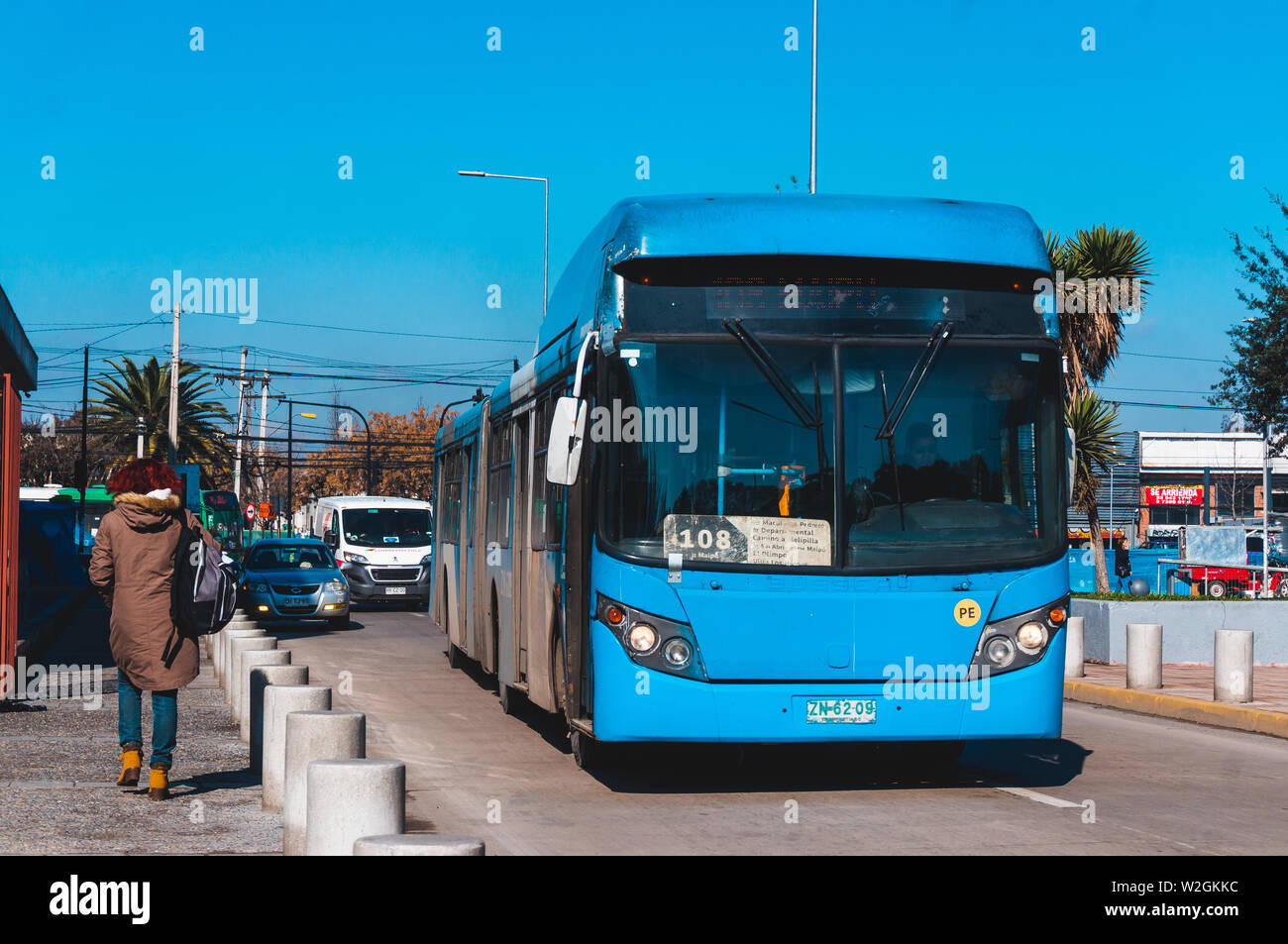 SANTIAGO, CHILE - AUGUST 2017: ein transantiago Bus in Maipú Stockfoto