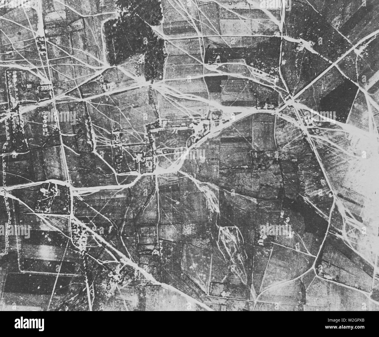 Luftaufnahme eines nicht identifizierten graben System während des WK I Ca. 1918 Stockfoto