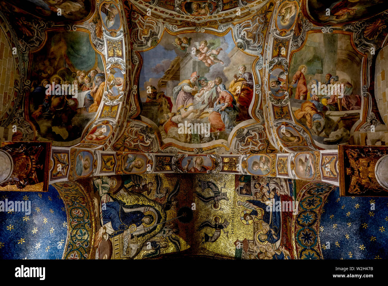 Santa Maria dell'Ammiraglio Kirche La Martorana, Palermo, Sizilien, Italien bekannt. Stockfoto