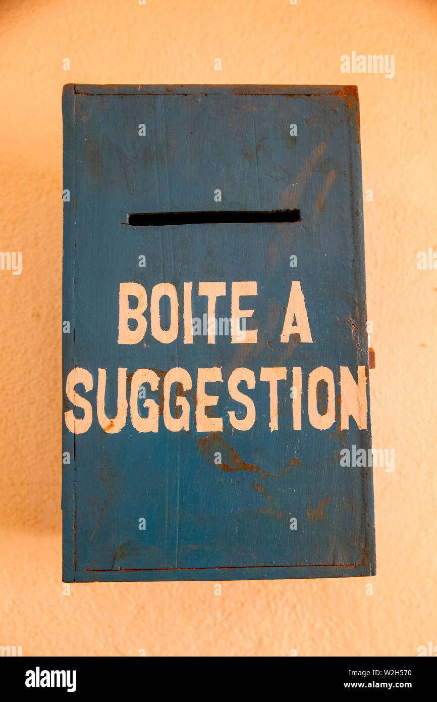 Ag agentur Suggestion Box in Korbongou, Togo. Stockfoto