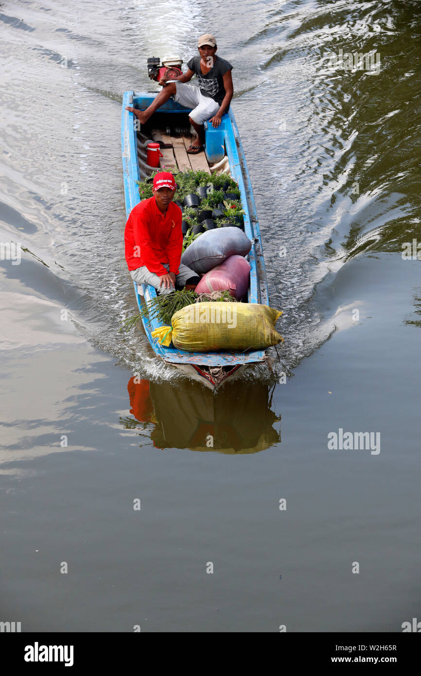 Boot auf dem Mekong Fluss. Auf dem Weg zum Markt. Ha Tien. Vietnam. Stockfoto